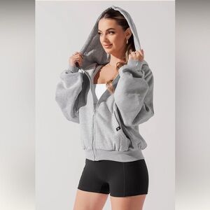 POPFLEX Heather Gray Zip-Up Hoodie NWT size S/M